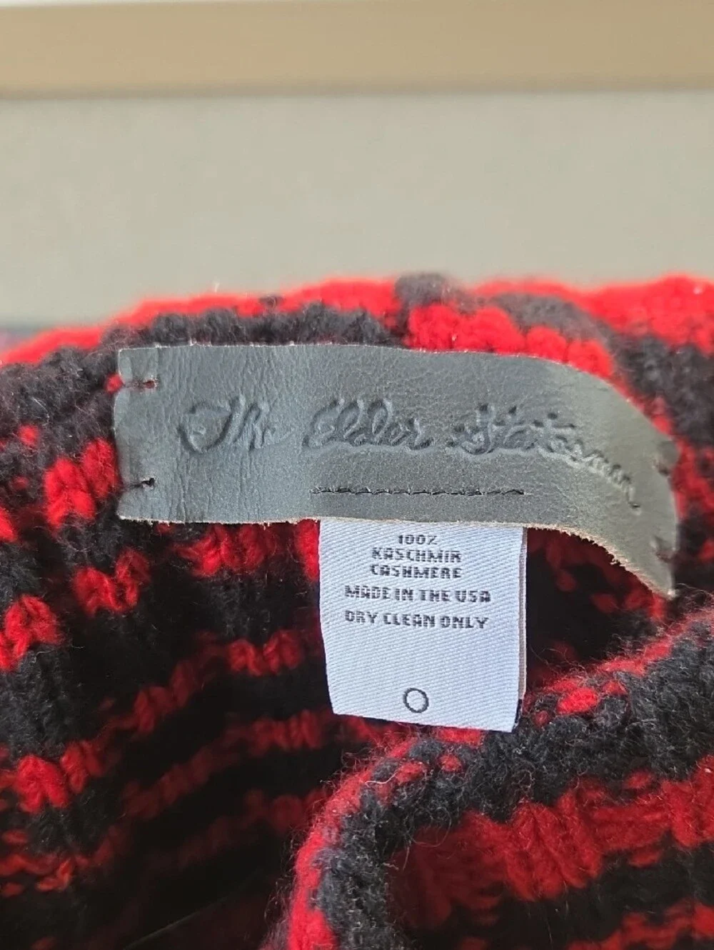 The Elder Statesman Red and Black Striped Cashmere Scarf